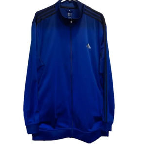 Adidas Full‎ Zip Men’s XXL Blue 3 Striped Sweatshirt Polyester